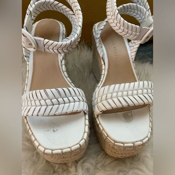 Veronica Beard Rilla Wedge Espadrille Ankle Strap Sandals White 7 - Picture 2 of 9